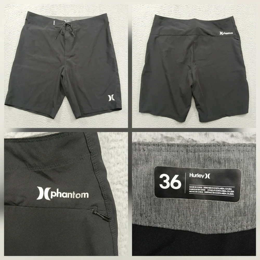 Hurley Phantom‎ Boardshorts Men's 36 Black Stretch Zip Pocket Surf